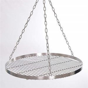 customized  grill grate  with chain food grade stainless steel for swing grill  BBQ Grill grate with rope 15 mm bar distance