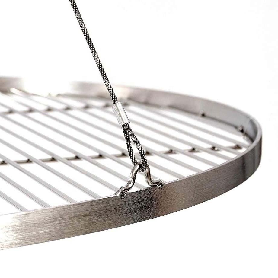 100cm diameter Adjustable Swivel Fire Pit Cooking Grill Grate stainless steel  hanging chain bbq grill