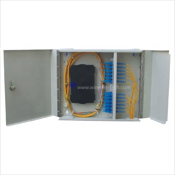 19 inch indoor 24 port core fibre distribution box fiber optic wall mount patch panel with SC adapter