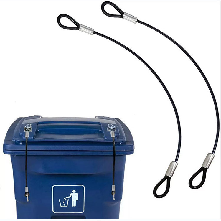 Stainless Steel Wire Rope Trash Can Lid Lock Metal Universal Lid Lock For Outdoor Garbage Cans