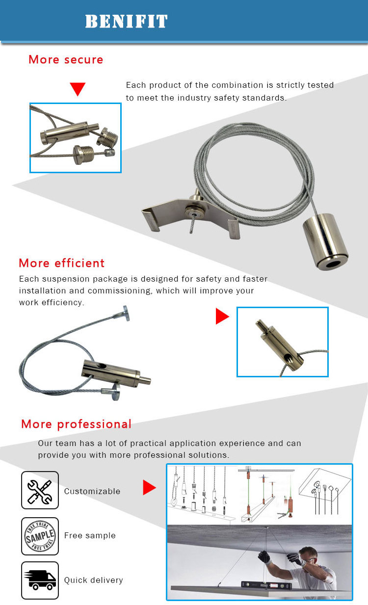 Factory High Quality Stainless Steel Wire with Loop and Hook, Heavy Duty Frame Hanger Cable Rope for Light Lamp Hardware Mount