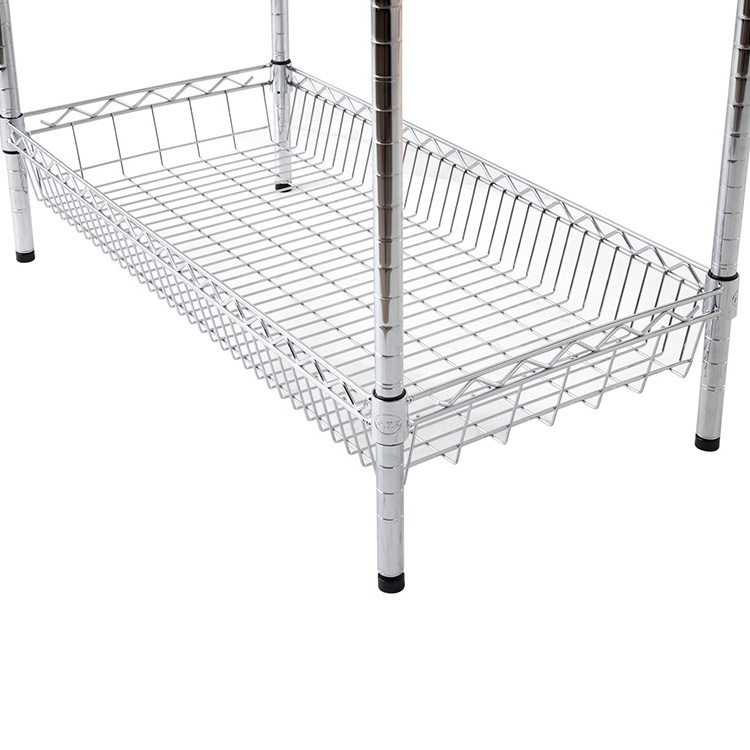 AMJ 4-Tier Heavy Duty Steel Wire Shelving Restaurant Kitchen Wire Basket Shelf