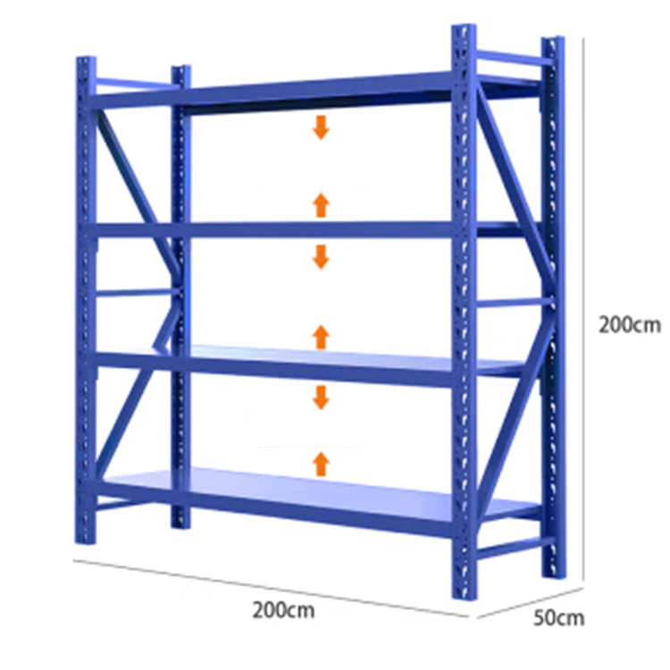 Light Duty Blue 4 Tier 120Kg/Layer Adjustable Metal industrial Shelf Shelves Racks For Warehouse