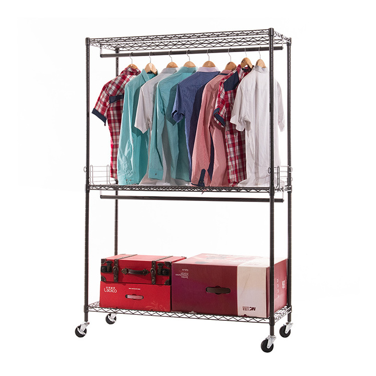 AMJ Lightweight Portable Steel Clothes Wardrobe Metal Closet Wire Shelving For Bedroom Use