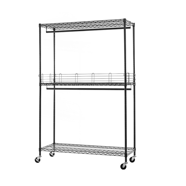 AMJ Lightweight Portable Steel Clothes Wardrobe Metal Closet Wire Shelving For Bedroom Use