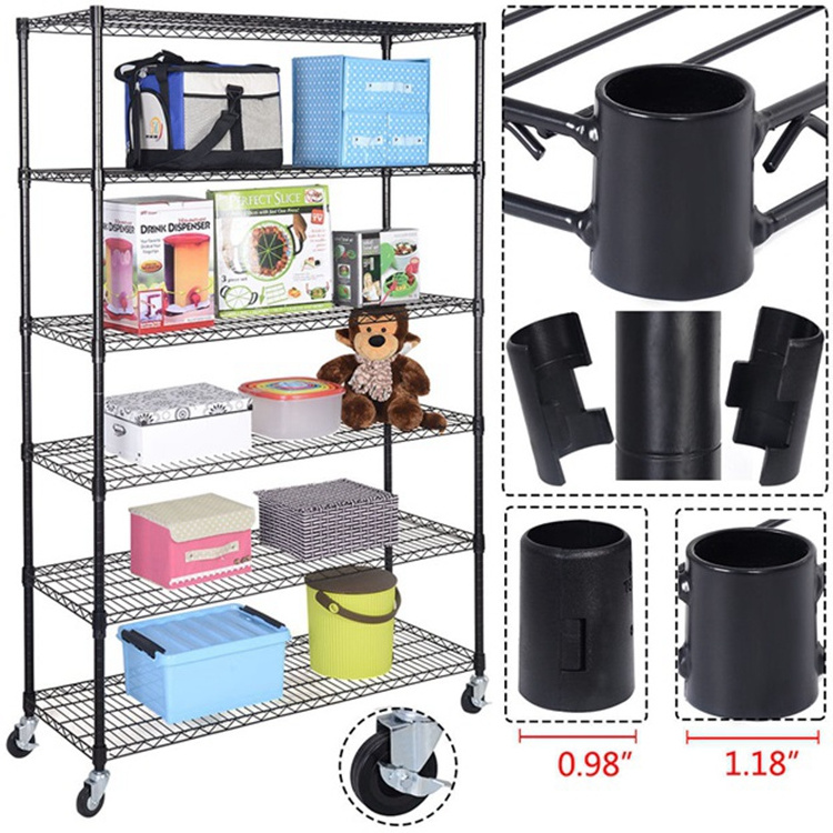 AMJ Hot Selling Heavy Duty Wire Shelving Nsf 6 Tiers Adjustable Chrome Metal Wire Storage Rack