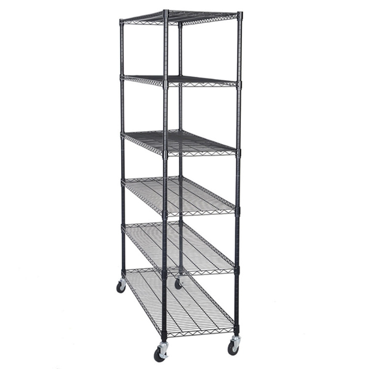 AMJ Hot Selling Heavy Duty Wire Shelving Nsf 6 Tiers Adjustable Chrome Metal Wire Storage Rack