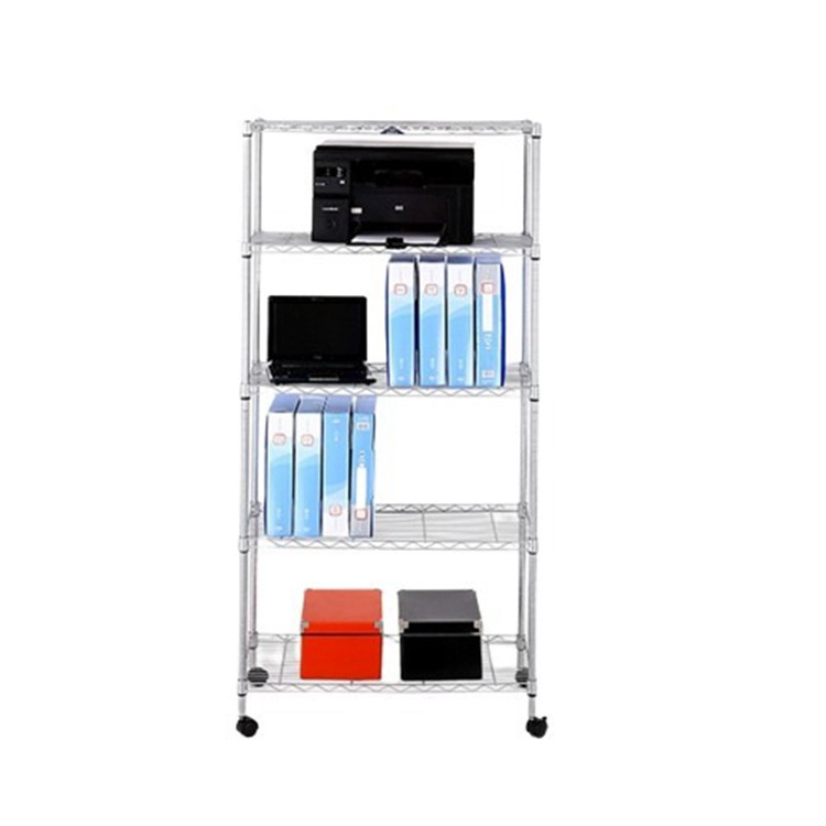 AMJ Wholesale China Supply 5 Tier Metal Mesh Storage Kitchen Household Chrome Wire Shelf