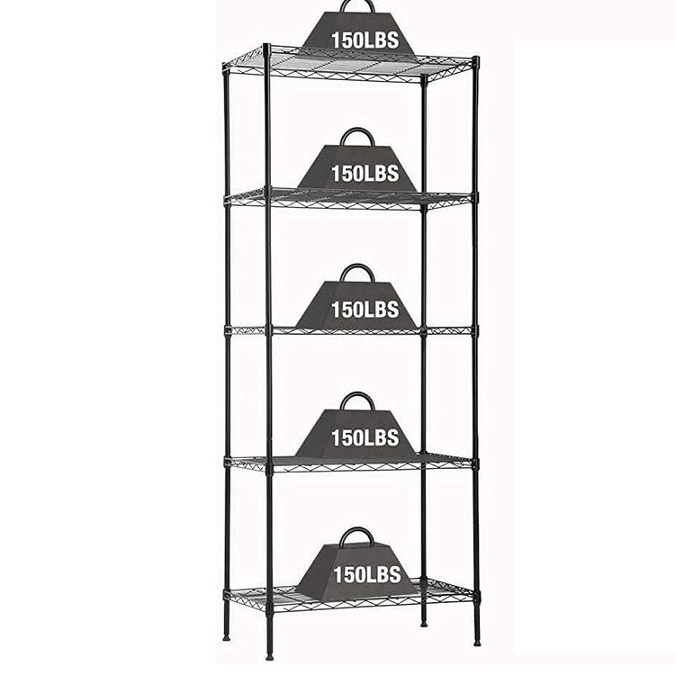 High Quality 5 Tiers 600lbs NSF Approval black Wire Shelf shelves Shelving Garage Rack