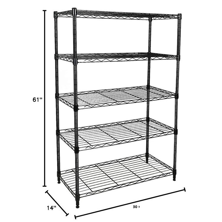 High Quality 5 Tiers 800lbs Nsf Approval Metal Chrome Wire Metro Shelving