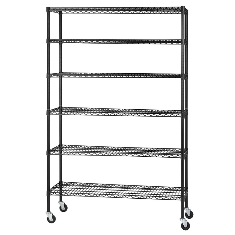 AMJ Factory Industrial Metal Mobile NSF Storage Wire Racks Shelving Systems with wheels