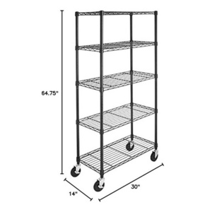 30" L X 14" W X 64.75" H 5 Tiers Storage Metal Organizer Wire Shelving Unit With Wheel Casters