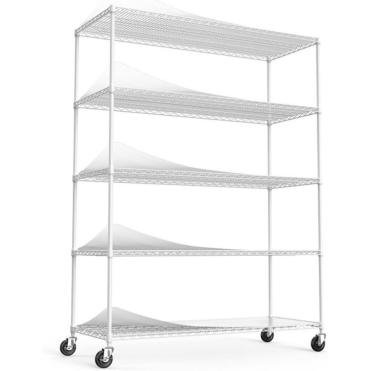 Heavy Duty 18 X 48 X 72 Inch 5 Tier 800lbs NSF Approval Metal Chrome Wire Shelf Storage Shelving Garage Rack