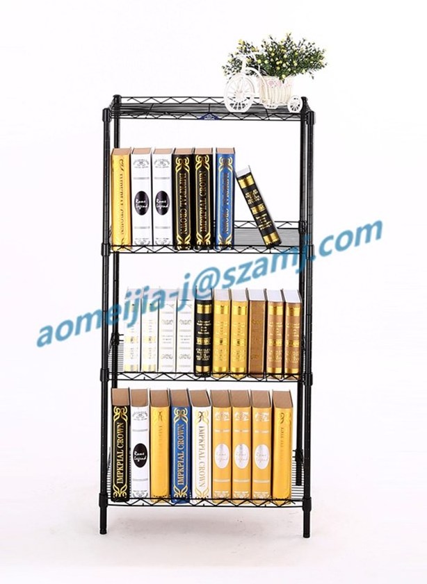 NSF approval adjustable black powder coating 4 tiers home wire shelf