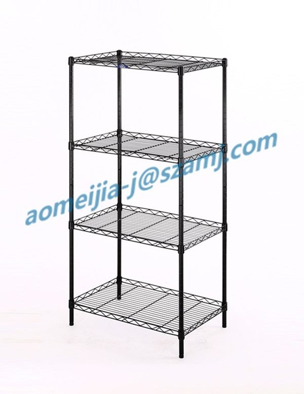 NSF approval adjustable black powder coating 4 tiers home wire shelf