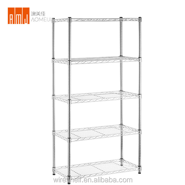 Storage 4-Shelf  vegetable and fruit display kitchen holder Chrome Finishing Wire Shelving stack shelves