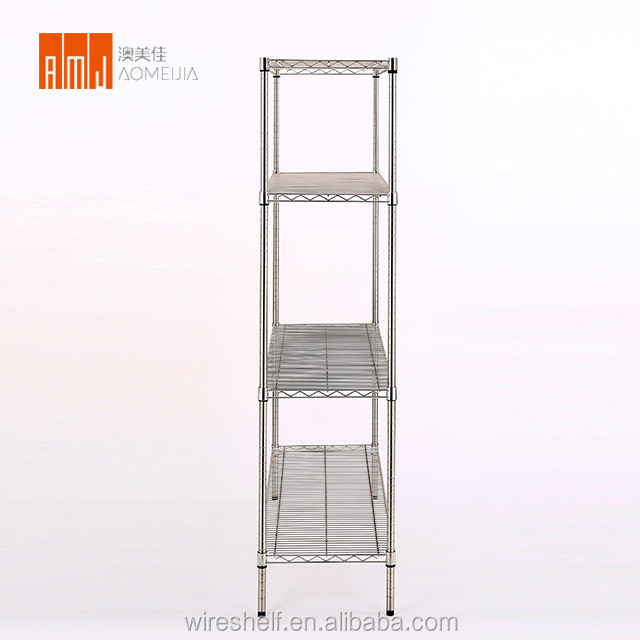 4 layer display shelving stainless steel wire rack shelf unit for home and factory