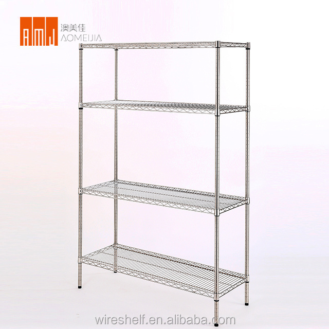 4 layer display shelving stainless steel wire rack shelf unit for home and factory