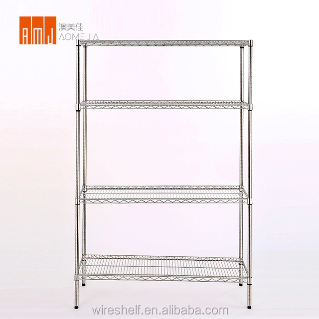 4 layer display shelving stainless steel wire rack shelf unit for home and factory