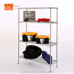 4 layer display shelving stainless steel wire rack shelf unit for home and factory