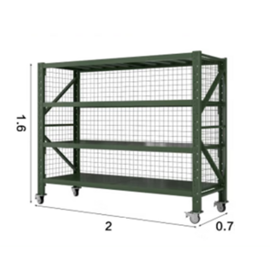 Heavy Duty Meta Side Mesh Metal Warehouse Storage Rack Shelves With Wheels