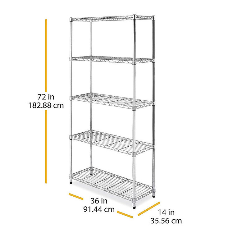 Heavy Duty 5 Tiers Powder Coated Metal Storage Wire Shelf Nsf Approval Wire Rack Shelving