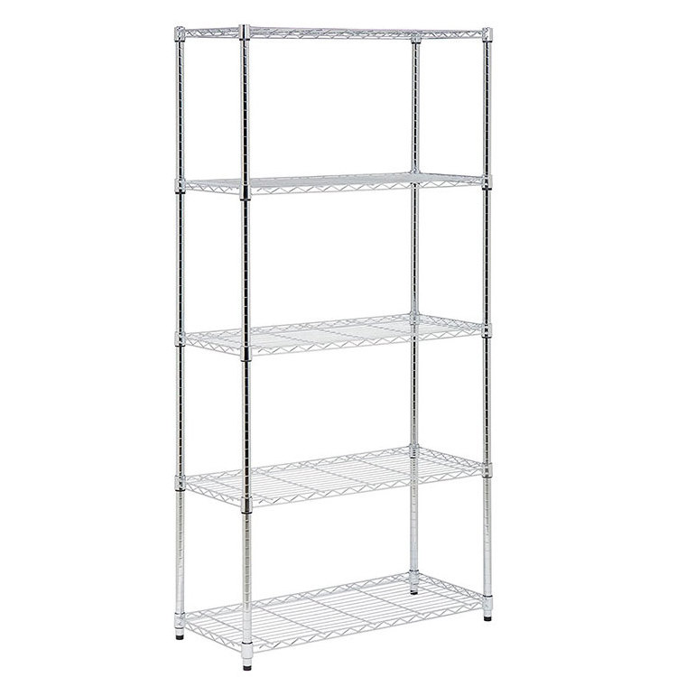 Heavy Duty 5-Tier Steel Hotel Restaurant Kitchen Adjustable Chrome Storage Wire Shelving Unit