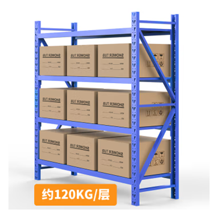 Light Duty Blue 4 Tier 120Kg/Layer Adjustable Metal industrial Shelf Shelves Racks For Warehouse