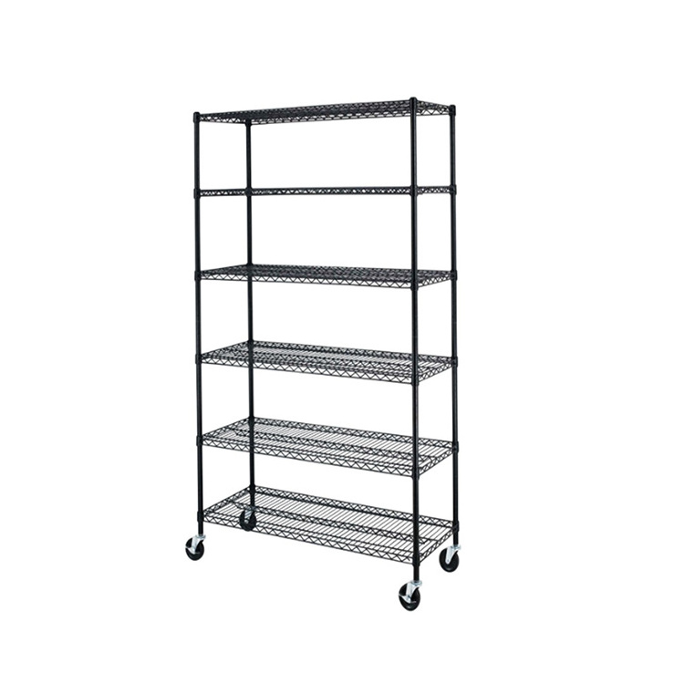 AMJ Factory Industrial Metal Mobile NSF Storage Wire Racks Shelving Systems with wheels