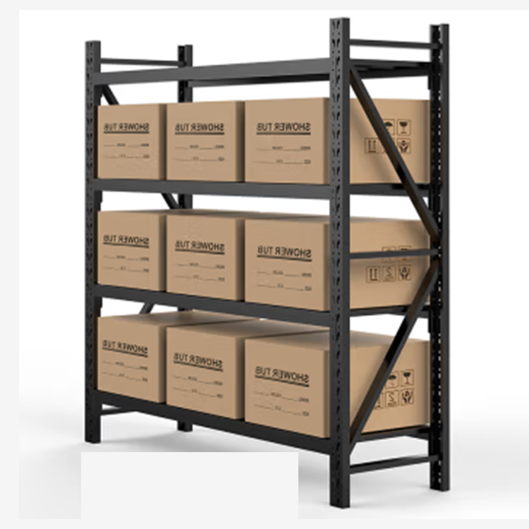 Light Duty Black Adjustable 4 tier Metal Steel industrial Warehouse Storage Rack