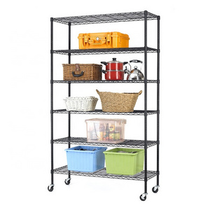 Cheap wholesale 6 tier home hardware black powder coated wire shelving