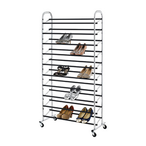 Movable High-capacity metal shoe stand rack online modern display storage shoes rack for entryways