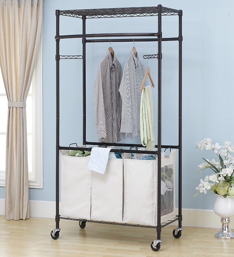 Adjustable Double Rail  Garment Rack Clothes Drying Rack