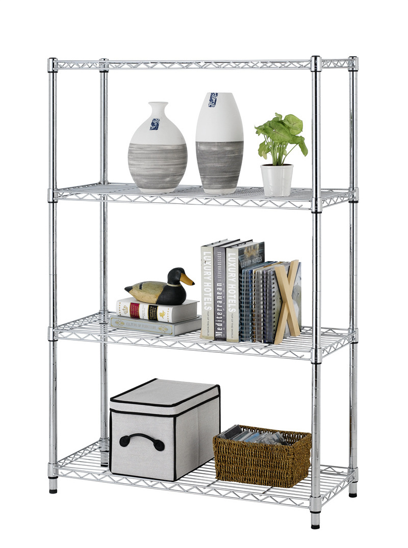 Customized Size Modular 4 Layer Heavy Duty Metal Chrome Wire Shelving Stainless Shelves