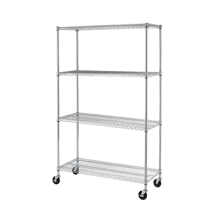 New design 4 tier heavy duty wire shelving, adjustable wire rack