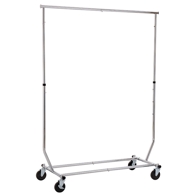 Wholesale Chrome Plated Metal Adjustable Height Extendable  Garment Rack Round Tube  Clothes Rack