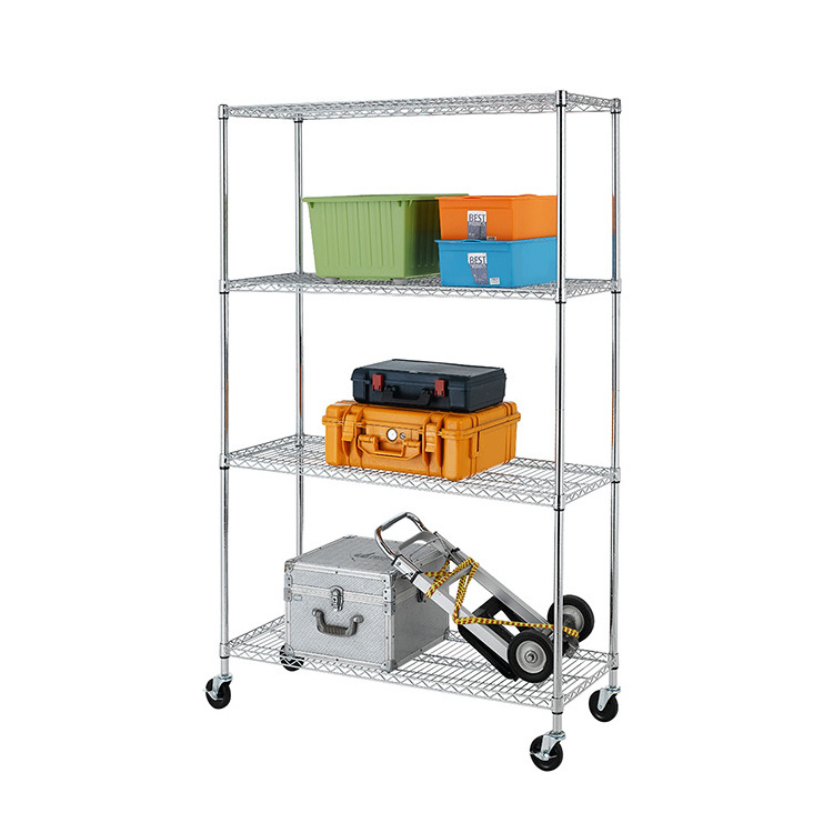 New design 4 tier heavy duty wire shelving, adjustable wire rack