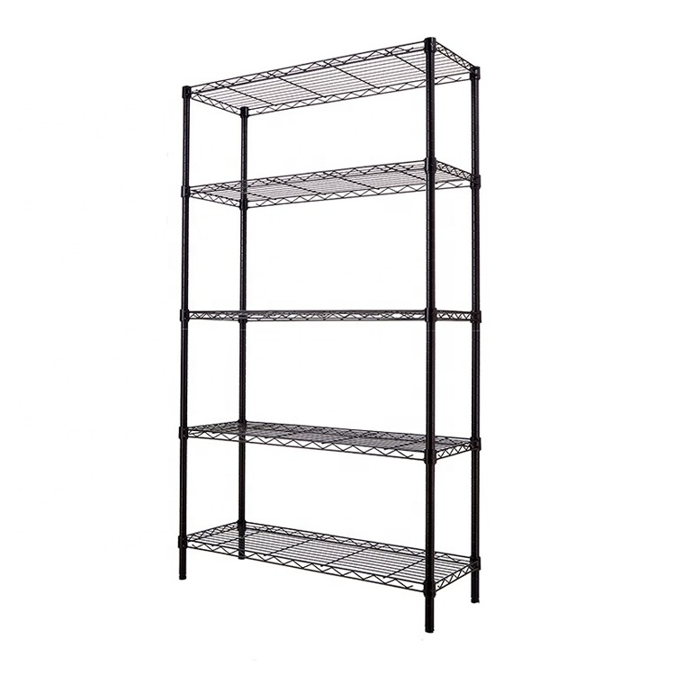 5-Shelf Shelving Units on feet levelers, Adjustable Heavy Duty Metal Shelf Wire Storage Rack for Home Office Garage Kitchen Bath