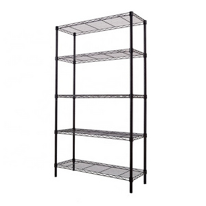 5-Shelf Shelving Units on feet levelers, Adjustable Heavy Duty Metal Shelf Wire Storage Rack for Home Office Garage Kitchen Bath