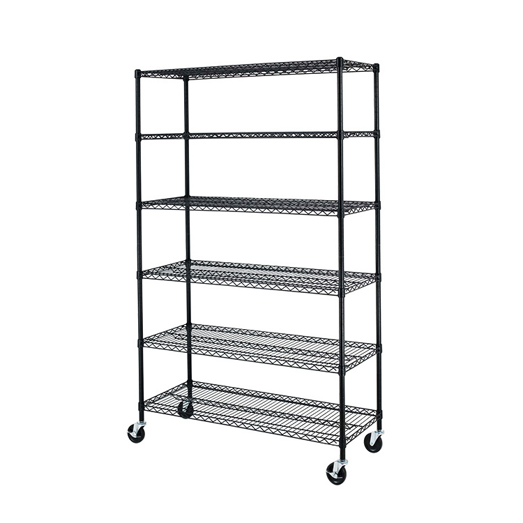 Adjustable 6 tier heavy duty steel wire shelving, wire storage rack