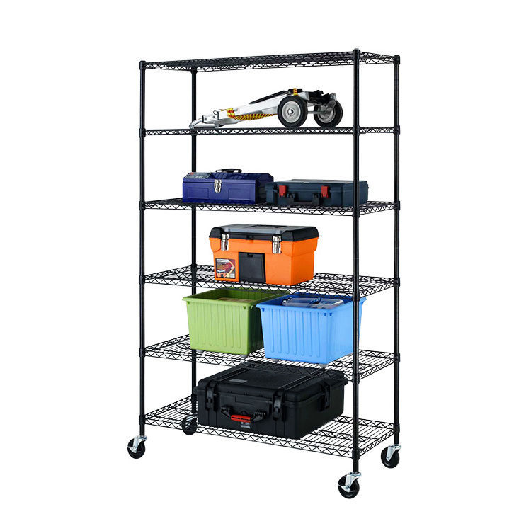 Adjustable 6 tier heavy duty steel wire shelving, wire storage rack