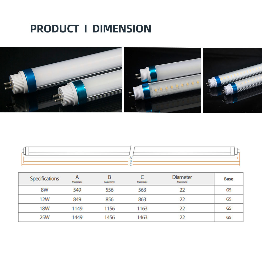 wiscoon 2ft-5ft Lighting luz led Tubes housing Fluorescent Fixture 18W Integrated T5/T8 lighting tube LED Tube Light