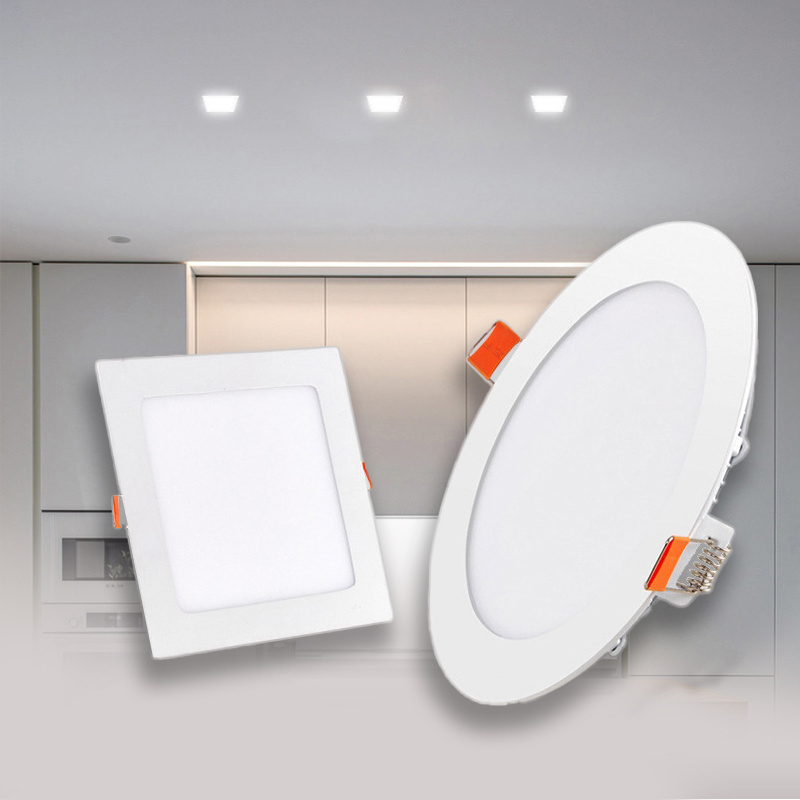 High Lumen Commercial Round Square Panel Lamp 5w 9w 12w 18w 24w 36w Ceiling Recessed Slim LED Panel Light