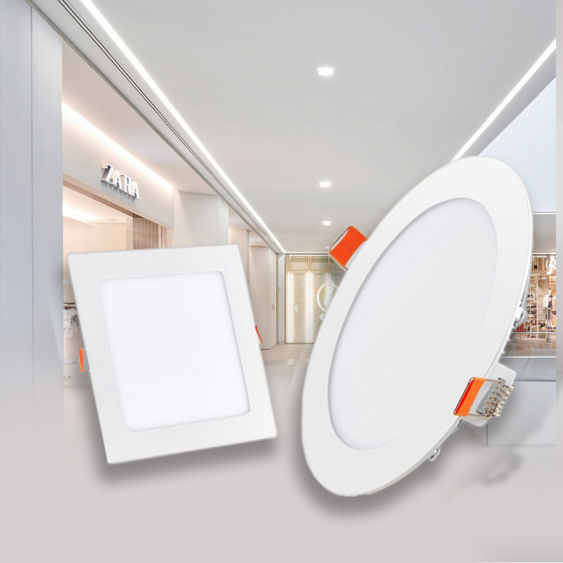 High Lumen Commercial Round Square Panel Lamp 5w 9w 12w 18w 24w 36w Ceiling Recessed Slim LED Panel Light