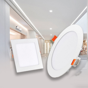 High Lumen Commercial Round Square Panel Lamp 5w 9w 12w 18w 24w 36w Ceiling Recessed Slim LED Panel Light