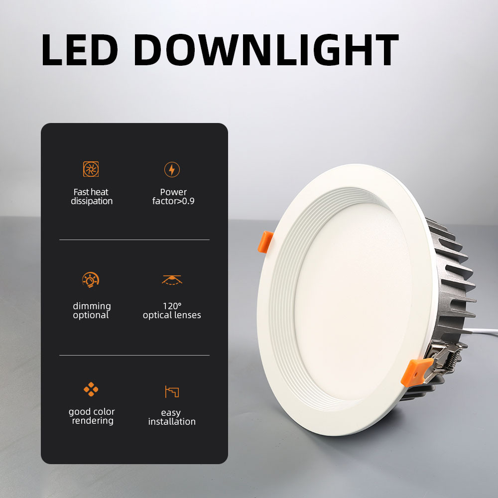 LED downlight 35w cutout 200mm Ac200-240Vinput anti-glare cob downlight led recessed panel light 4 inch downlight dimmable