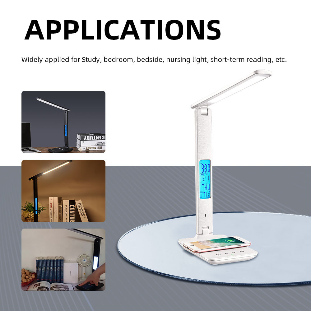 Farmhouse Design Adjustable Swing Arm Table Lamp Touch Control LED Light ABS Body Metal Construction Mini Bedroom Use Electric