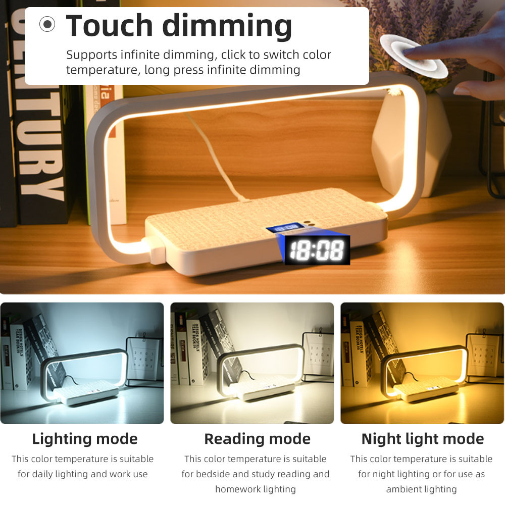 Luxury Dimmable Table Light Wireless Phone Charging Customizable Touch-Sensitive Desk Lamp Elegant Design