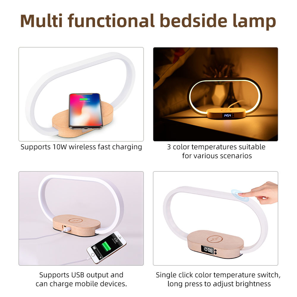 Portable Battery Operated Desk Light Wireless Charging Bedside Table Lamp USB Powered Bedside Reading Light