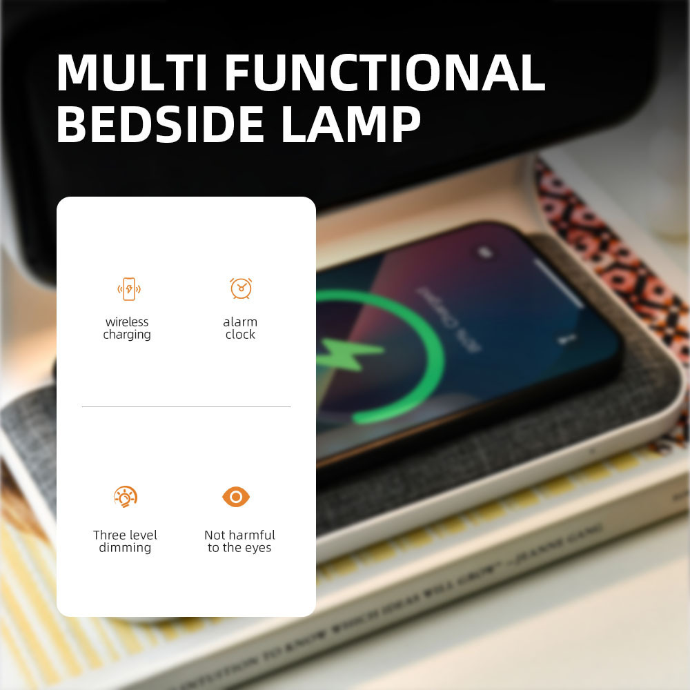 10W Multifunctional Mini Bedside Lamp with Touch Control LED Light Source ABS Material Farmhouse Bedroom Electric Power Supply